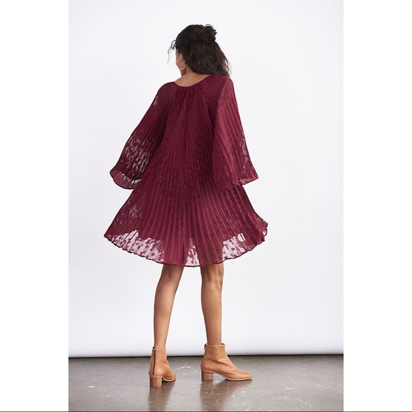 Anthropologie Toulon Pleated Mini Dress Plum Size Small NWT - Picture 5 of 5